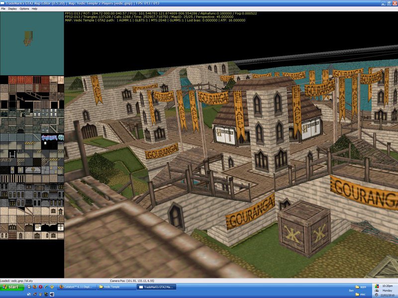 Vedic Temple in "free camera mode" with FPS details.